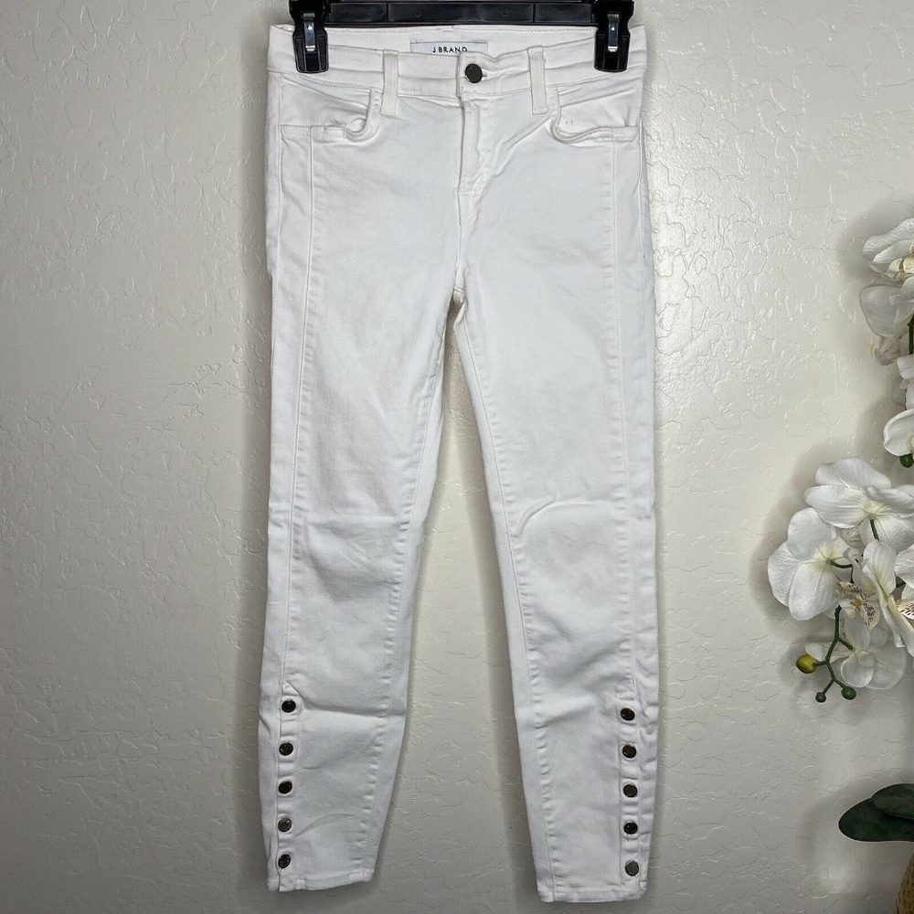 J Brand Jeans Womens Size 25 White Ankle High Snap Buttons